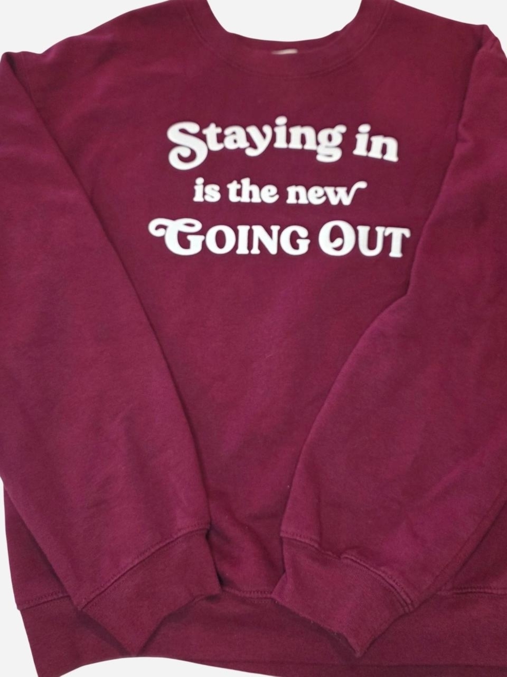 Wound Up Maroon Crewneck Sweatshirt with White Slogan